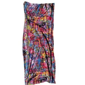 Women's‎ Mini Graffiti Tube Slip Dress Graphic Print Size Large